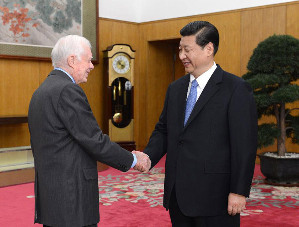 General Secretary of the Communist Party of China (CPC) Central Committee Xi Jinping (R) meets with former U.S. President Jimmy Carter in Beijing, capital of China, Dec. 13, 2012. [Xinhua/Ma Zhancheng] 